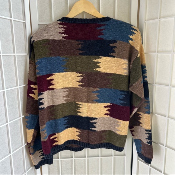 Vintage Christopher & Banks Multicolor Patchwork Style Cardigan Sweater Large - Picture 4 of 4